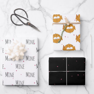 "Mine Mine Mine" Crazy Cute Puffer Love Wrapping Paper Sheet