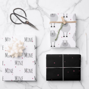 "Mine Mine Mine" Crazy Cute Sheep Love Wrapping Paper Sheet