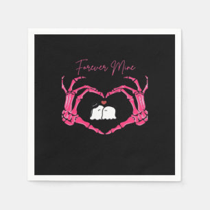 Mine Valentines Day Classic Skeleton Hands Hearts  Napkin