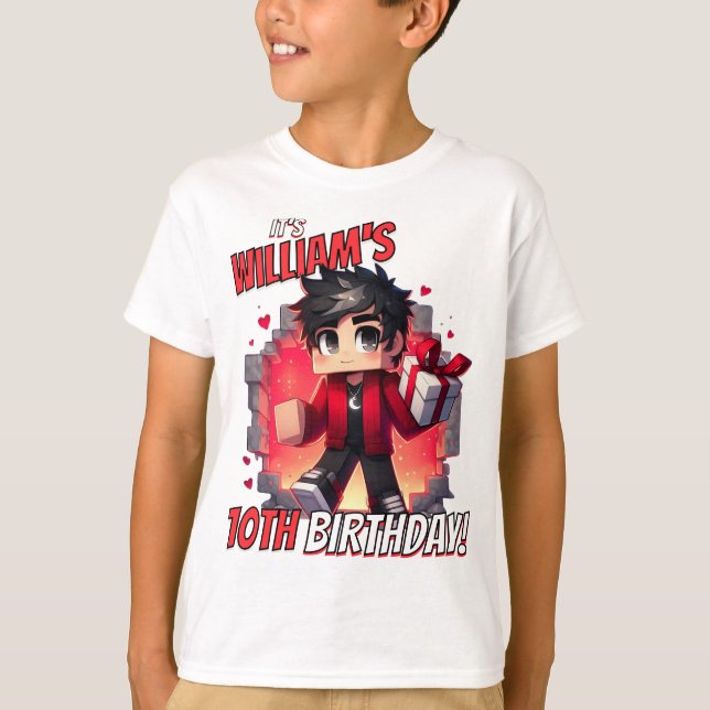 Minecraft Birthday Boy, Minecrafter, Cool Teenager T-Shirt (Front)