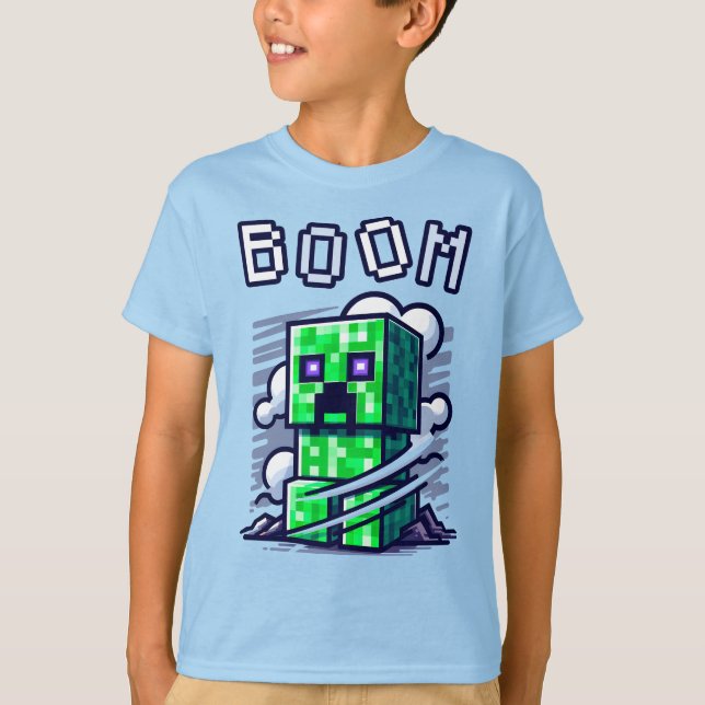 Minecraft Creeper, BOOM, Minecrafter, Cool T-Shirt (Front)