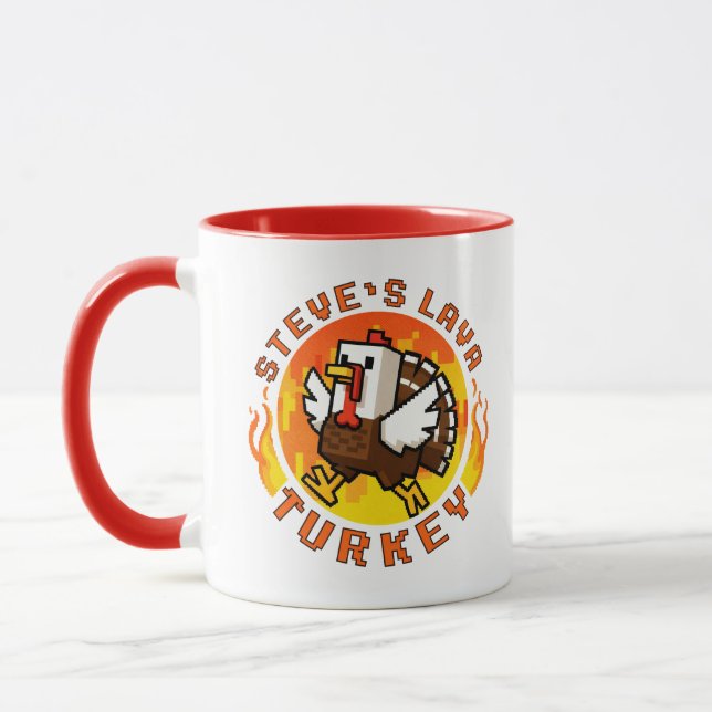 Minecraft Steve's Lava Turkey Thanksgiving Mug (Left)