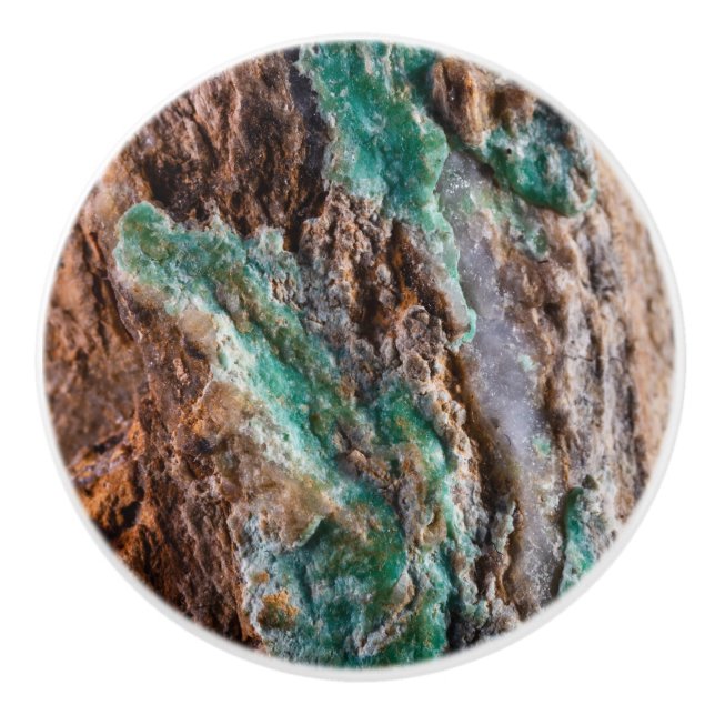 Mined Turquoise Stone Ceramic Knob (Front)