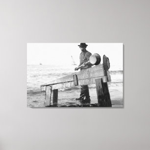 Miner Washing Gold in Alaska Photograph Canvas Print