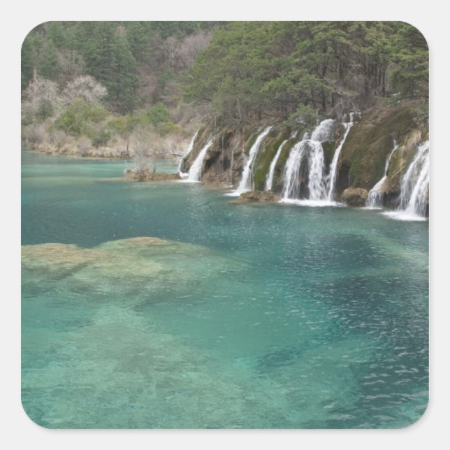 Mineral deposits make waterfalls and clear square sticker (Front)