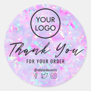 mineral opal texture thank you classic round sticker