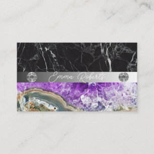 Mineral Purple Amethyst Crystal Quartz Texture Bus Business Card