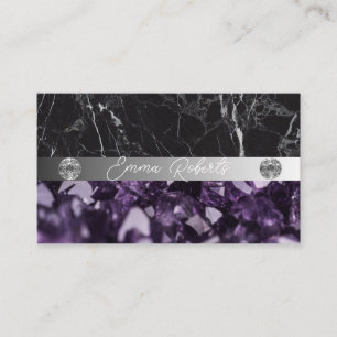 Mineral Purple Amethyst Crystal Quartz Texture Bus Business Card