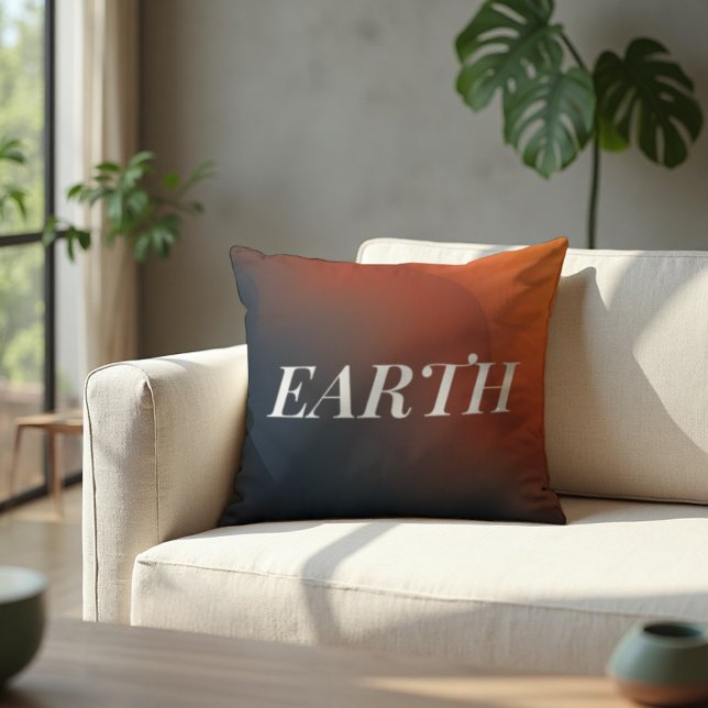 Mineral Vein - Earthy Organic Gradient Cushion (Earthy Gradient Pillow. Modern refined comfort with organic slate blue & terracotta tones.)