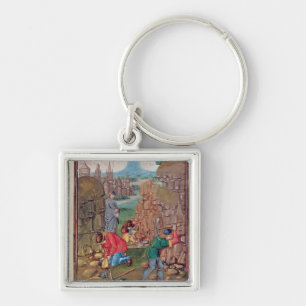 Miners at work, from 'Des Proprietez des Choses' Key Ring