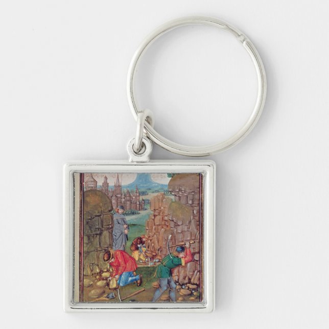 Miners at work, from 'Des Proprietez des Choses' Key Ring (Front)