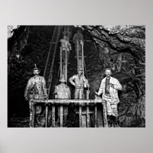 Miners at work in the Quincy Mine  c. 1890 Poster