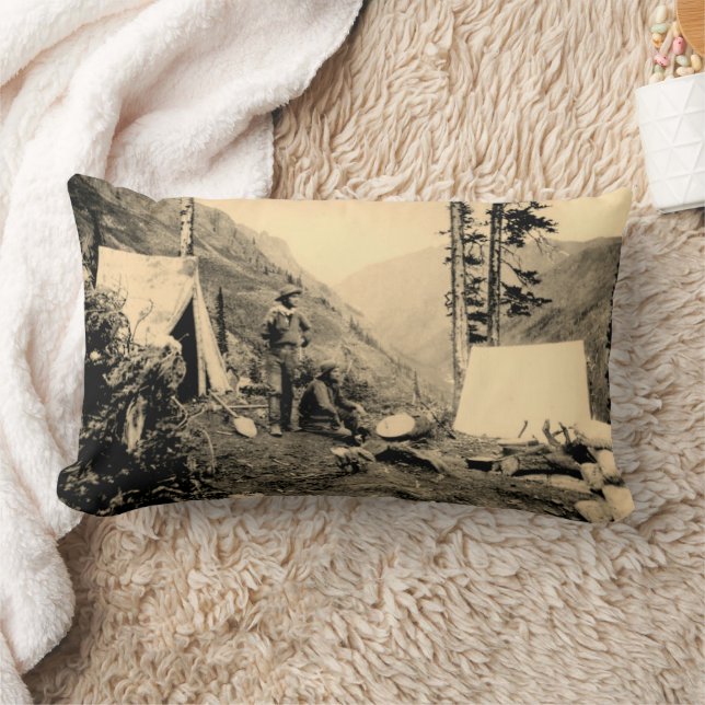 Miners Mountainside Camp San Juan County Colorado  Lumbar Cushion (Blanket)