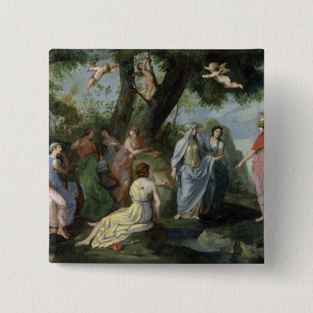 Minerva with the Muses 15 Cm Square Badge (Front)