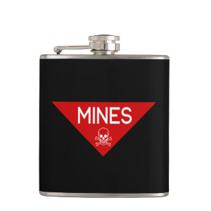 MINES SIGN SIGNAGE SYMBOL HIP FLASK
