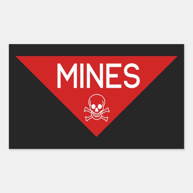 MINES SIGN | SIGNAGE | SYMBOL RECTANGULAR STICKER (Front)