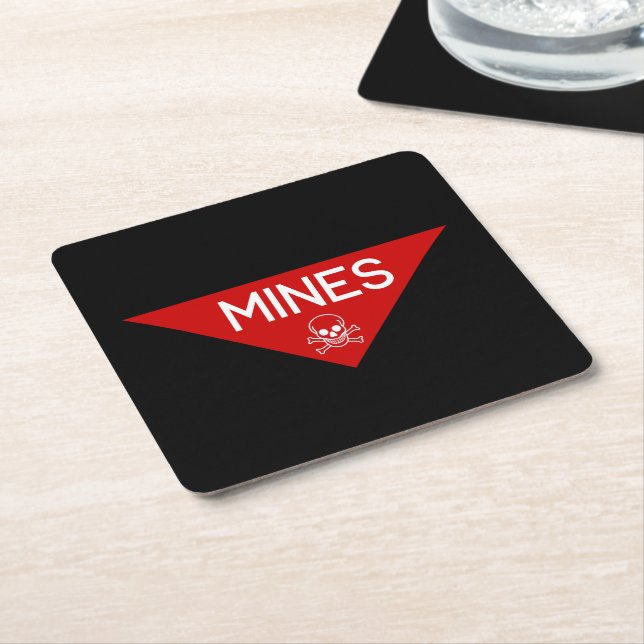 MINES SIGN | SIGNAGE | SYMBOL SQUARE PAPER COASTER (Angled)
