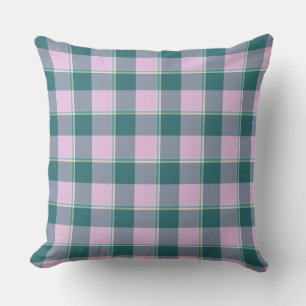 Ming and Melanie Plaid Pink Teal Cushion