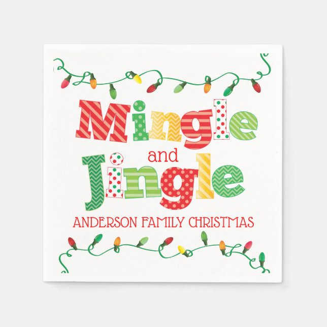 Mingle and Jingle Christmas Lights Napkin (Front)