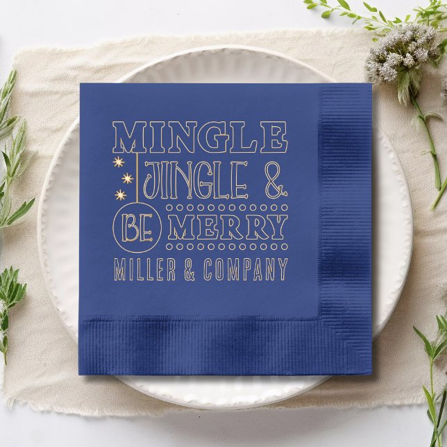 Mingle Jingle & Be Merry Corporate Personalised Foil Napkins (Creator Uploaded)