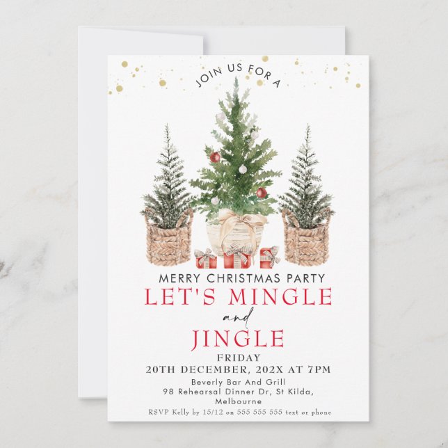 Mingle Jingle Christmas Trees Christmas Party Invitation (Front)