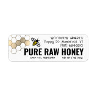 Mini 2.25” Honey Label Cute Bee & Gold-toned Comb 