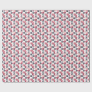 Mini Abstract Gingham Pink and Grey Wrapping Paper