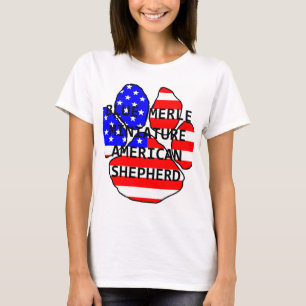 mini am shep paw name flag blue merle T-Shirt