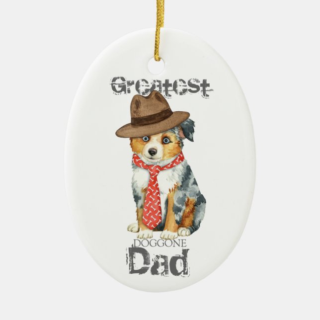 Mini American Shepherd Dad Ceramic Ornament (Front)