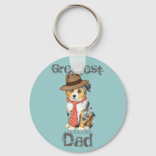 Mini American Shepherd Dad Key Ring