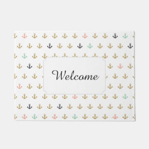 Mini Anchor Pattern Add Your Text Doormat