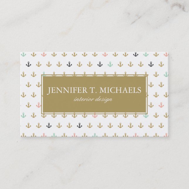 Mini Anchor Pattern Business Card (Front)