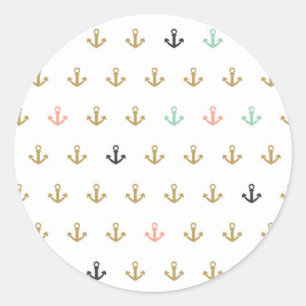 Mini Anchor Pattern Classic Round Sticker