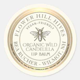 Mini Apiary Heraldic Bee Lip Balm or Candle Label