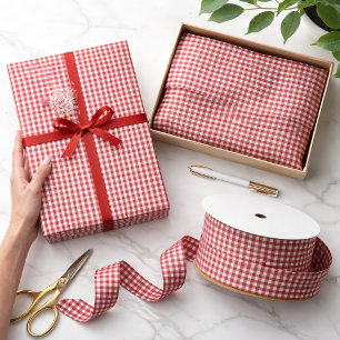 Mini Aurora Red Gingham Check Pattern Tissue Paper