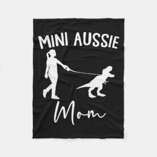 Mini Aussie Mom Australian Shepherd Dog Dinosaur W Fleece Blanket