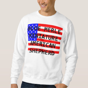 mini aussie name on flag blue merle sweatshirt