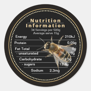 Mini Australia Honey Nutrition Information Bee  Classic Round Sticker