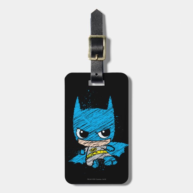 Mini Batman Sketch Luggage Tag (Front Vertical)