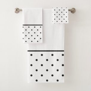 Mini Black Acrylic Polka Dots   Bath Towel Set