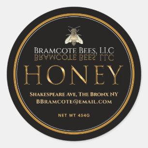 Mini Black and Gold Honey Lid Label Vintage Bee