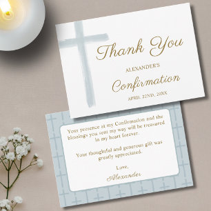 Mini Blue Cross Confirmation Thank You Enclosure Card
