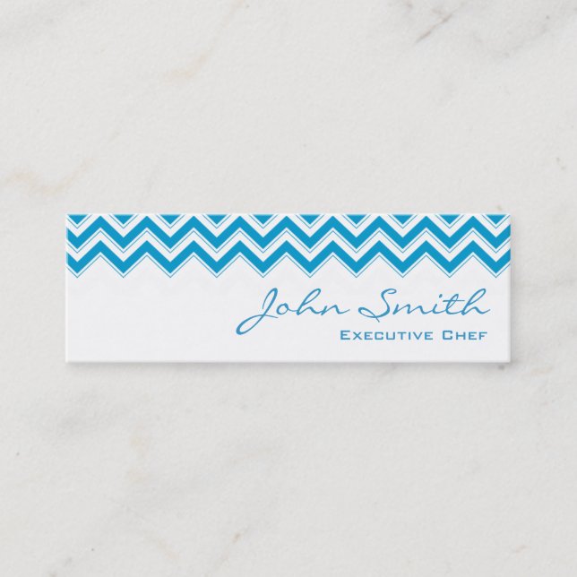 Mini Blue Zigzag Chef Business Card (Front)