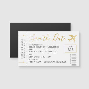 Mini Boarding Pass Destination Save Date Magnet