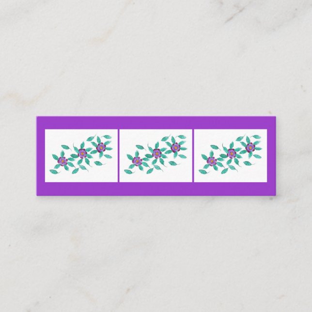 Mini Bookmark Cards, Purple Primrose Flowers Mini  Business Card (Front)