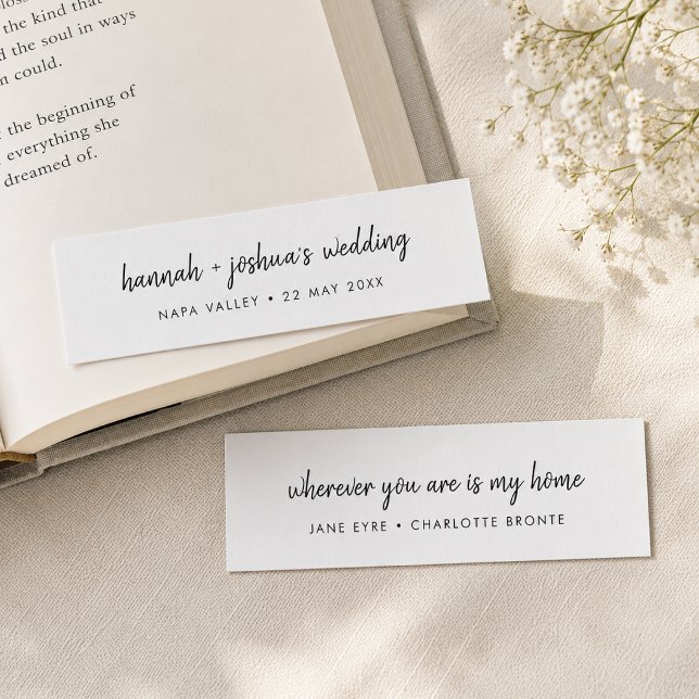 Mini Bookmark Cards | Wedding Favour Keepsake (Personalized mini bookmark cards for wedding favors, place settings, and keepsakes.)