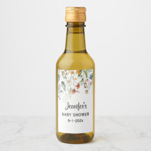 Mini Bottle Baby Shower Floral Drop Mini Wine Label