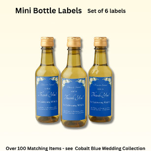 Mini Bottle Labels, Cobalt Blue Wine Label
