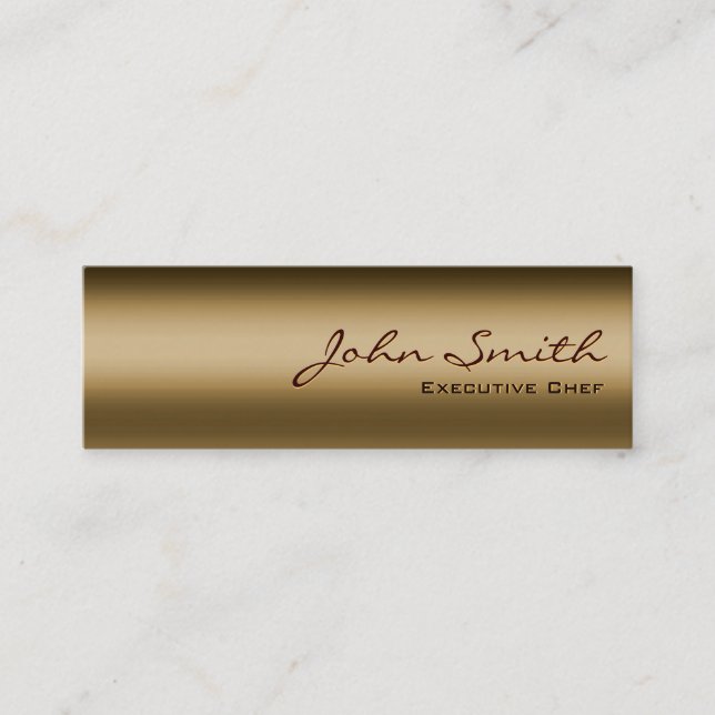 Mini Bronze Metal Chef Business Card (Front)