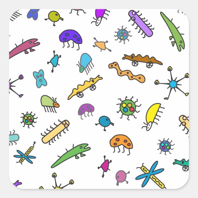 Mini Bugs and Mini Beasts Square Sticker (Front)